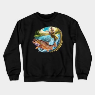 Cool Fishing For Men Women Fisherman Bass Trout Fish Hunting Crewneck Sweatshirt